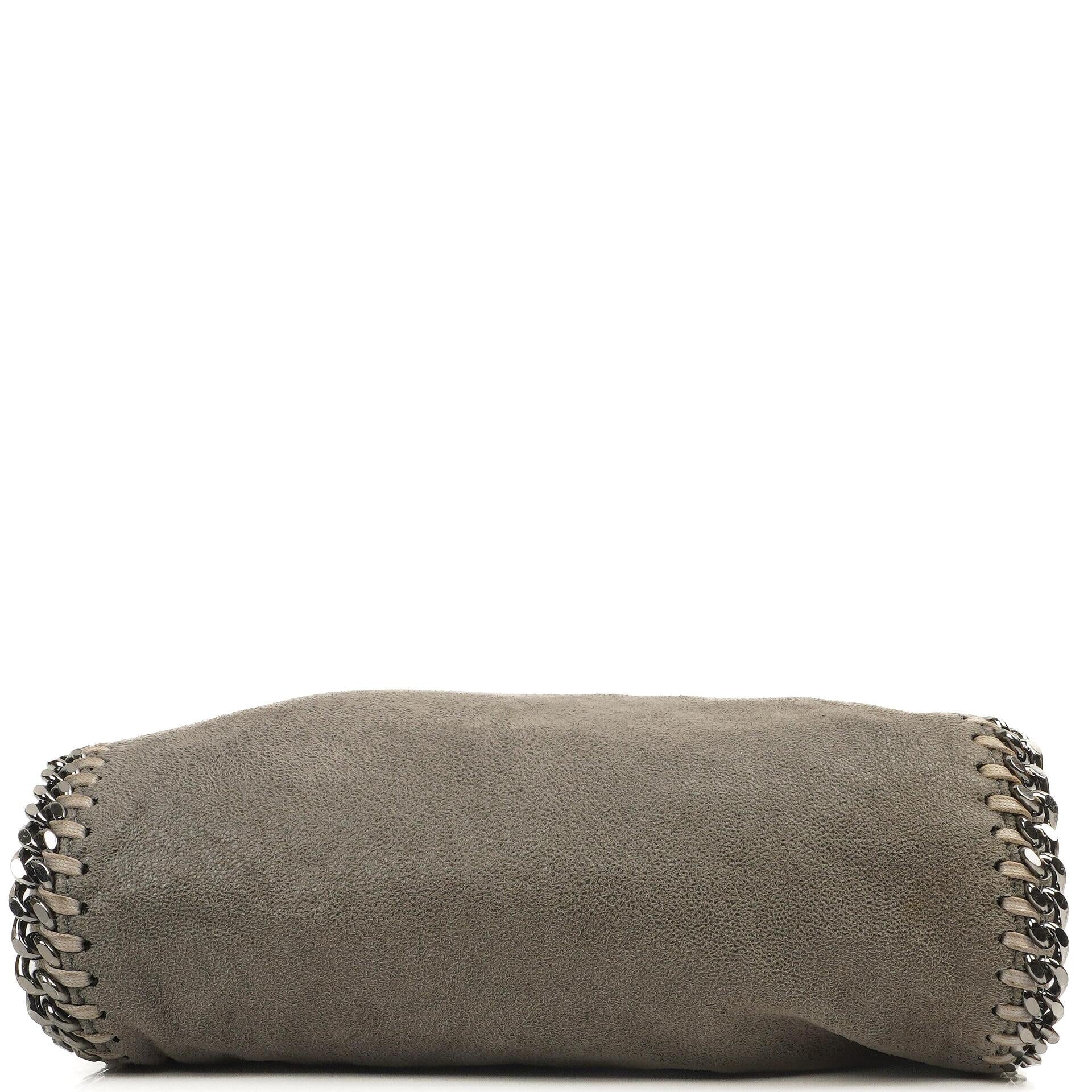 Stella McCartney Falabella Mini Tote Stahlgrau Veganes Shaggy Deer Klappentasche