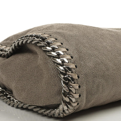 Stella McCartney Falabella Mini Tote Stahlgrau Veganes Shaggy Deer Klappentasche