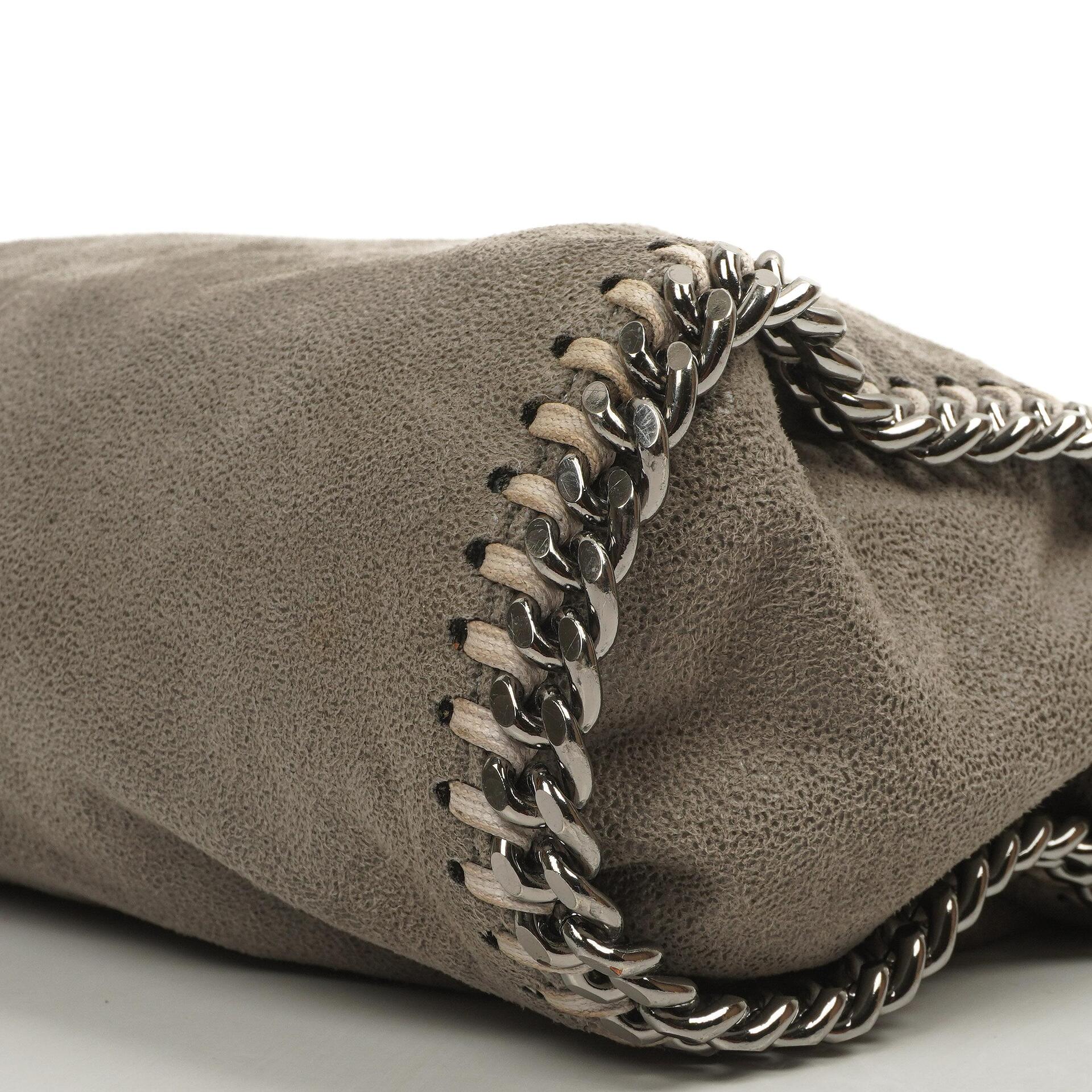 Stella McCartney Falabella Mini Tote Stahlgrau Veganes Shaggy Deer Klappentasche