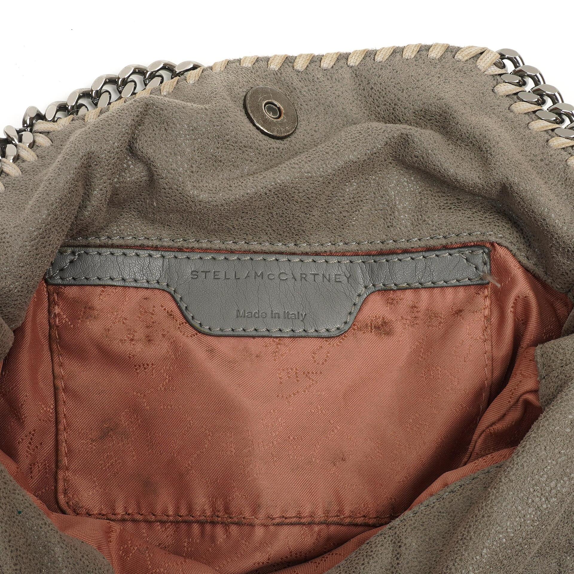 Stella McCartney Falabella Mini Tote Stahlgrau Veganes Shaggy Deer Klappentasche