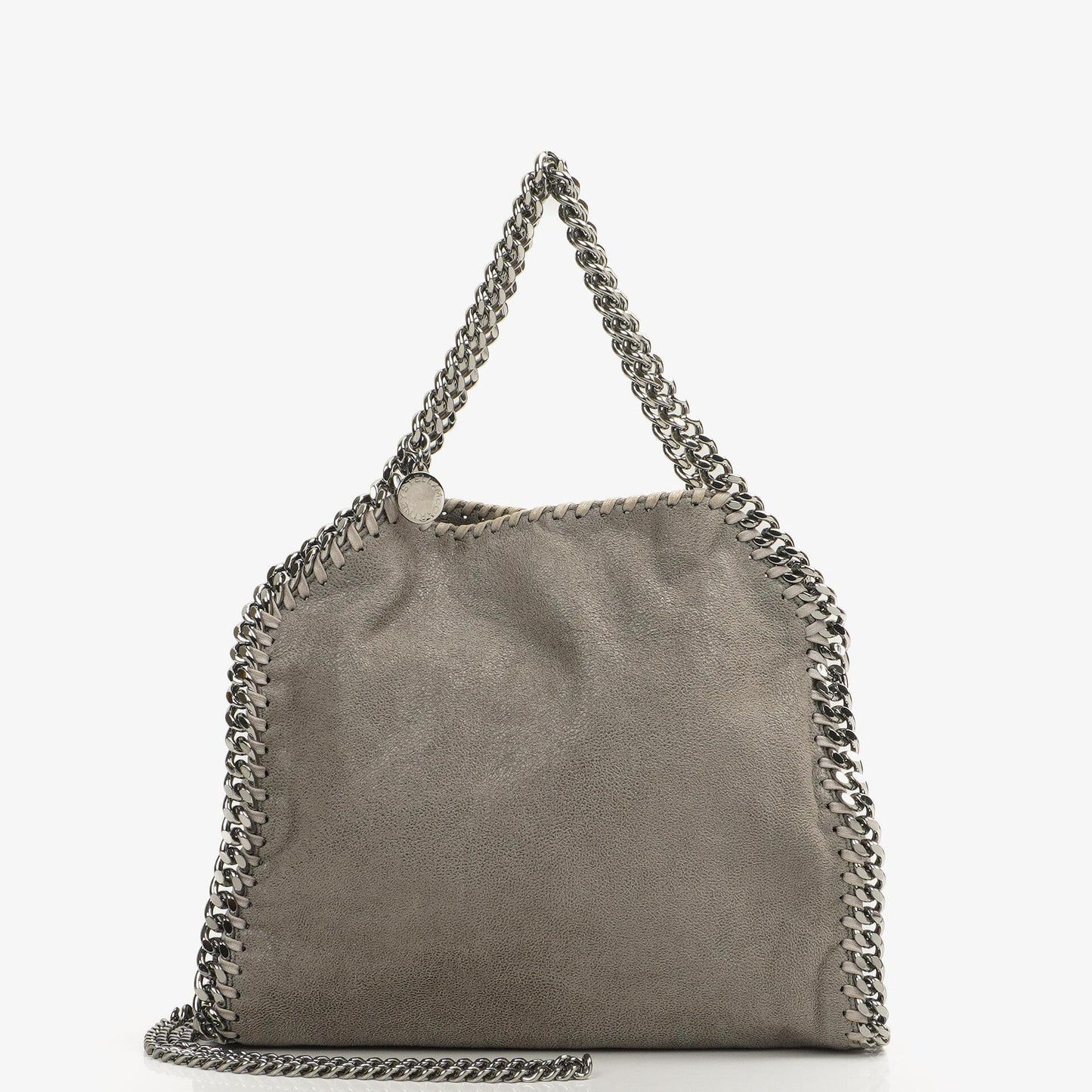 Stella McCartney Falabella Mini Tote Stahlgrau Veganes Shaggy Deer Klappentasche