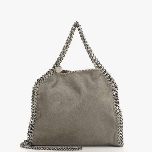 Stella McCartney Falabella Mini Tote Stahlgrau Veganes Shaggy Deer Klappentasche