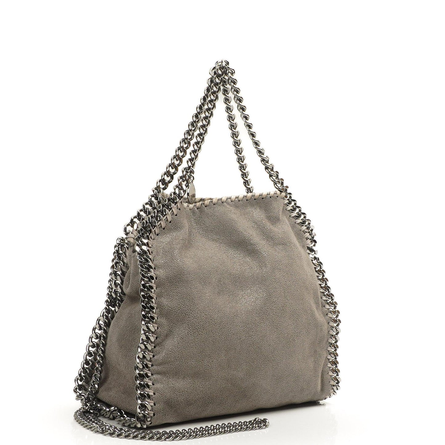 Stella McCartney Falabella Mini Tote Stahlgrau Veganes Shaggy Deer Klappentasche