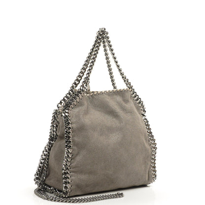 Stella McCartney Falabella Mini Tote Stahlgrau Veganes Shaggy Deer Klappentasche