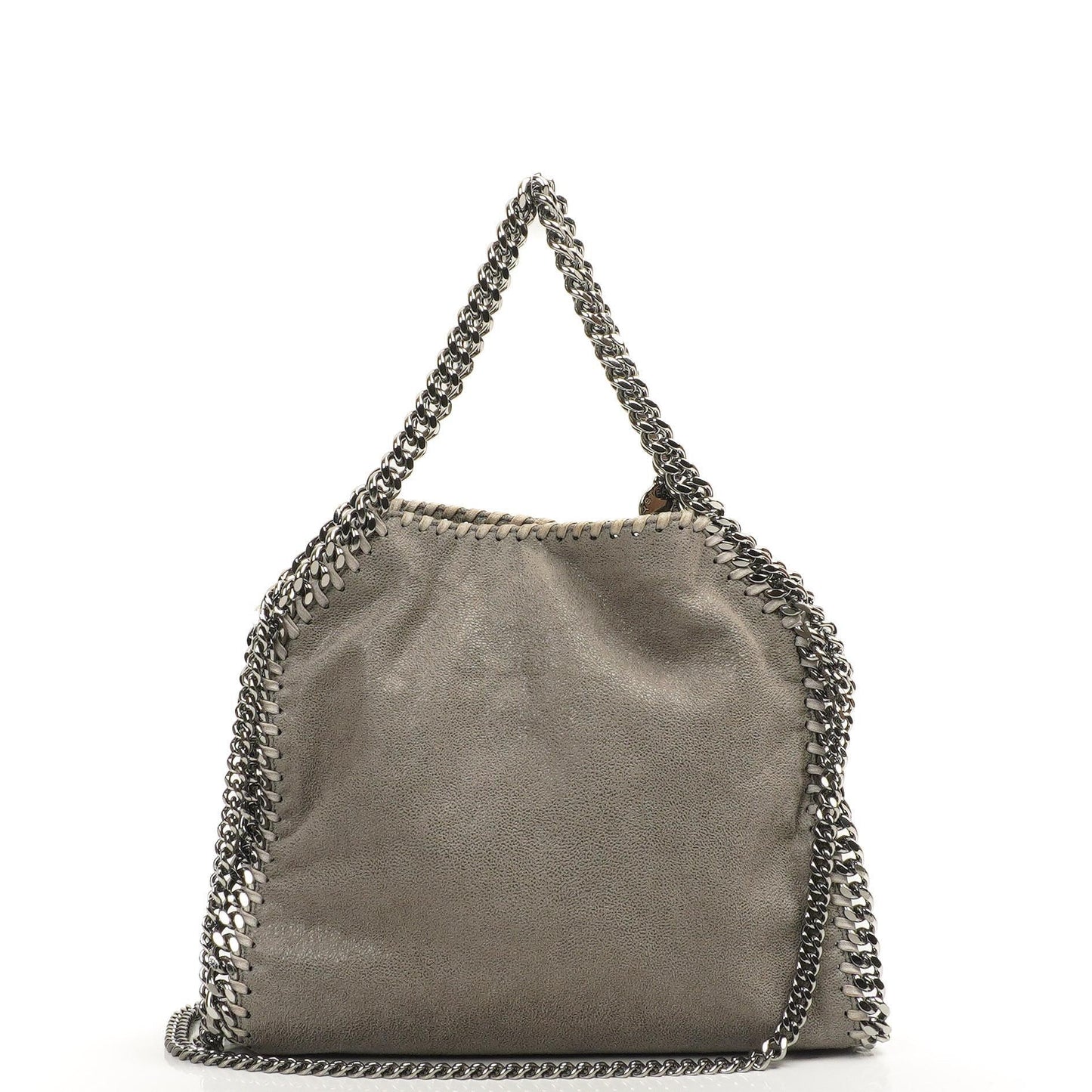 Stella McCartney Falabella Mini Tote Stahlgrau Veganes Shaggy Deer Klappentasche