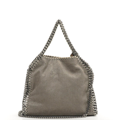 Stella McCartney Falabella Mini Tote Stahlgrau Veganes Shaggy Deer Klappentasche