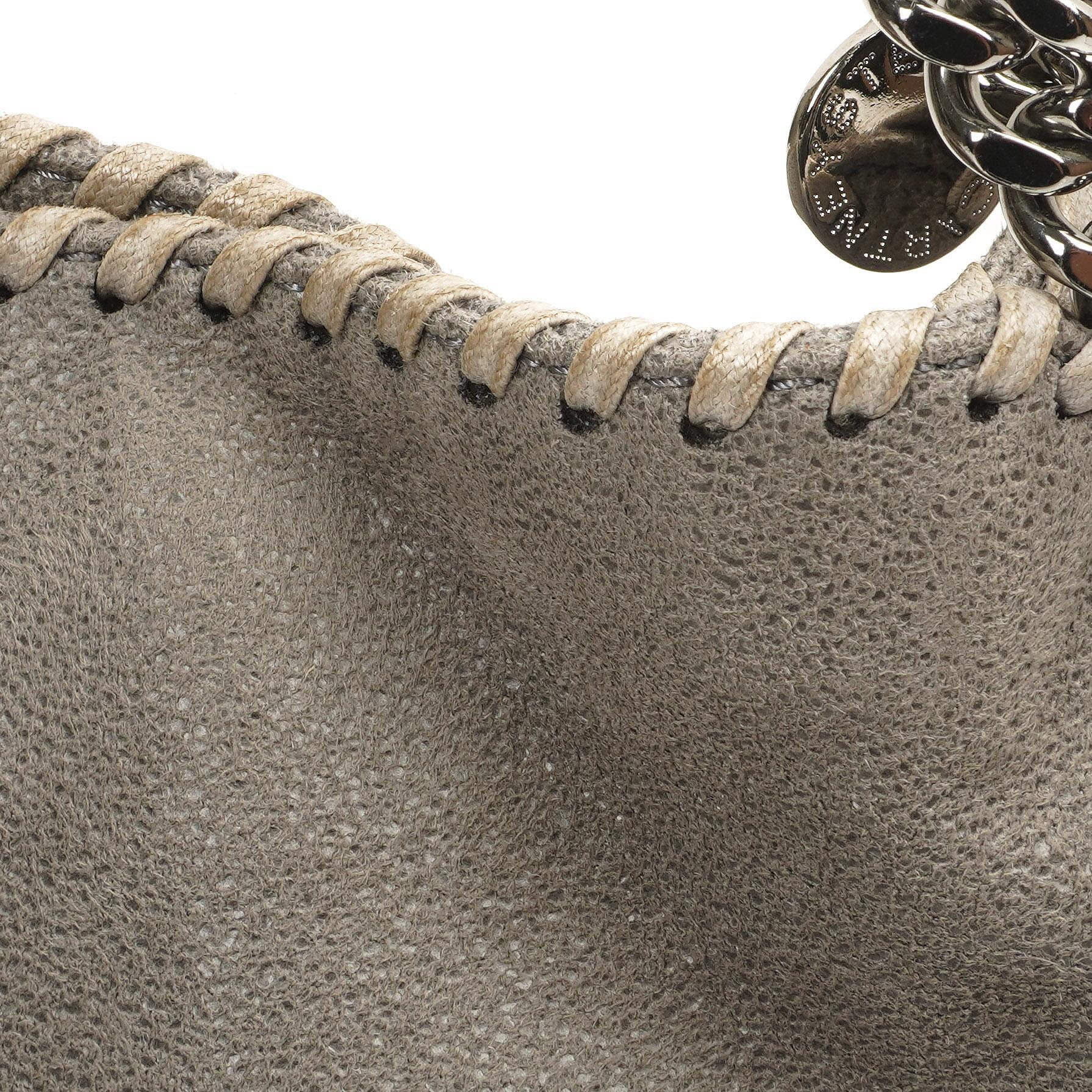Stella McCartney Falabella Mini Tote Stahlgrau Veganes Shaggy Deer Klappentasche