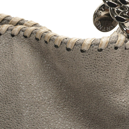Stella McCartney Falabella Mini Tote Stahlgrau Veganes Shaggy Deer Klappentasche