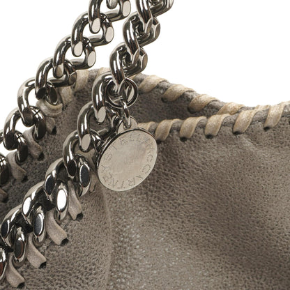 Stella McCartney Falabella Mini Tote Stahlgrau Veganes Shaggy Deer Klappentasche