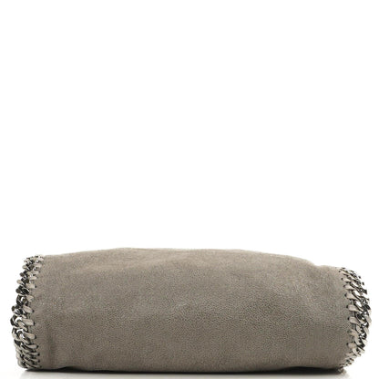 Stella McCartney Falabella Mini Tote Stahlgrau Veganes Shaggy Deer Klappentasche
