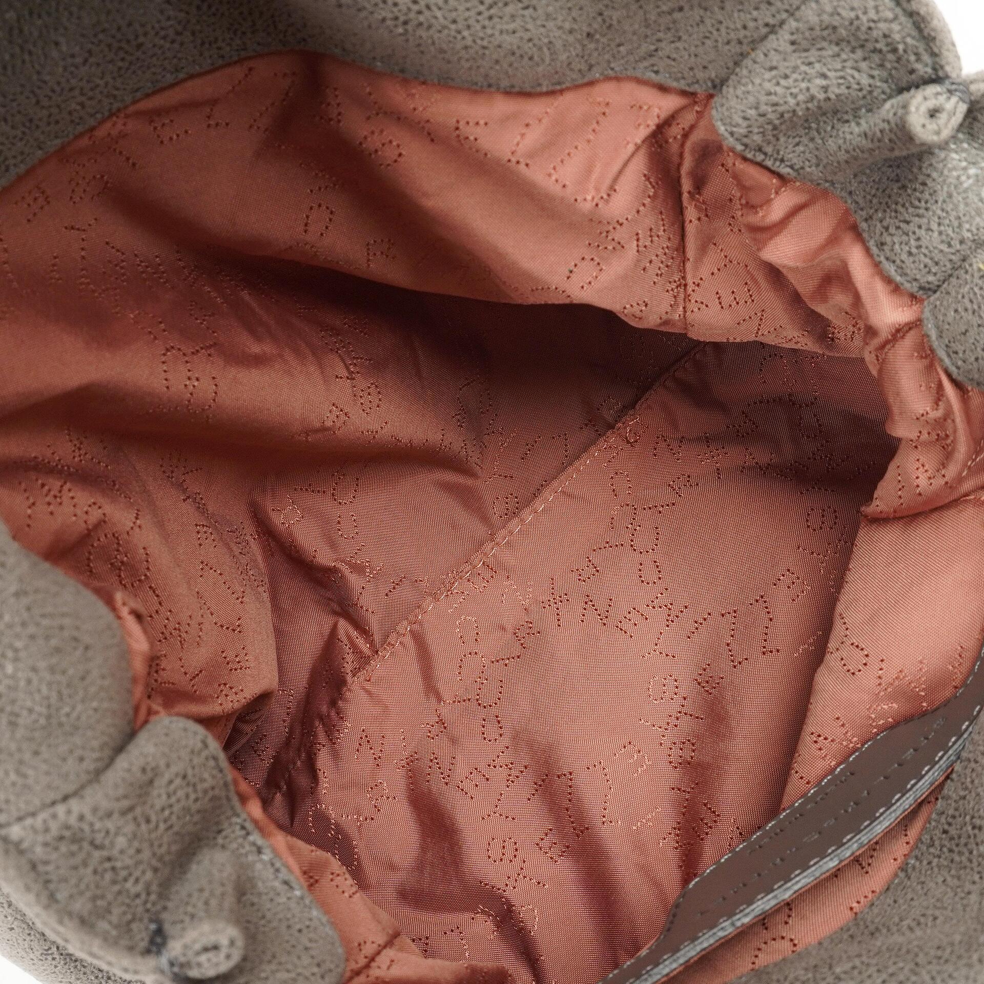 Stella McCartney Falabella Mini Tote Stahlgrau Veganes Shaggy Deer Klappentasche