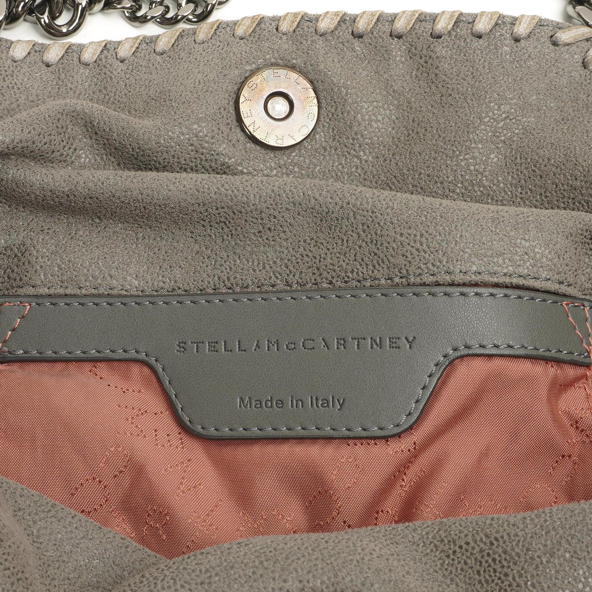 Stella McCartney Falabella Mini Tote Stahlgrau Veganes Shaggy Deer Klappentasche