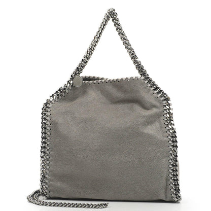 Stella McCartney Falabella Mini Tote Stahlgrau Veganes Shaggy Reh Faltbare Tasche