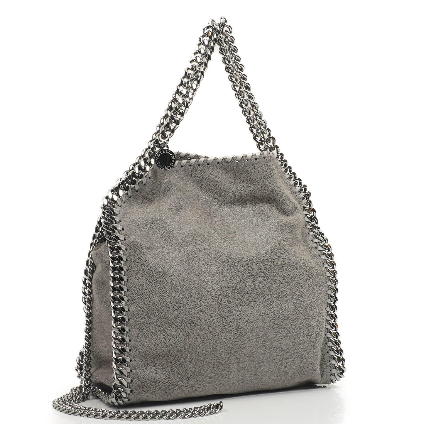 Stella McCartney Falabella Mini Tote Stahlgrau Veganes Shaggy Reh Faltbare Tasche