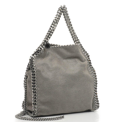 Stella McCartney Falabella Mini Tote Stahlgrau Veganes Shaggy Reh Faltbare Tasche