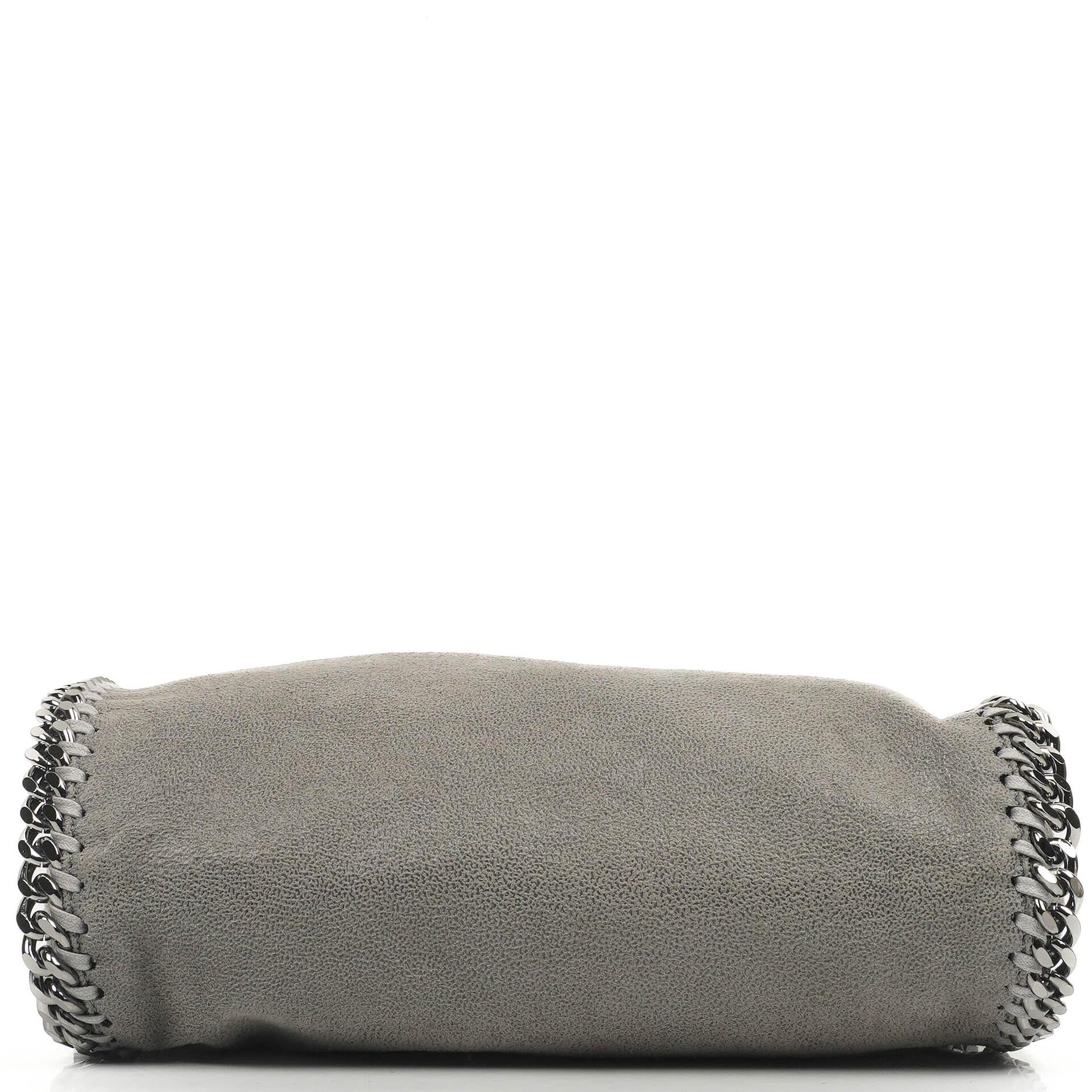 Stella McCartney Falabella Mini Tote Stahlgrau Veganes Shaggy Reh Faltbare Tasche