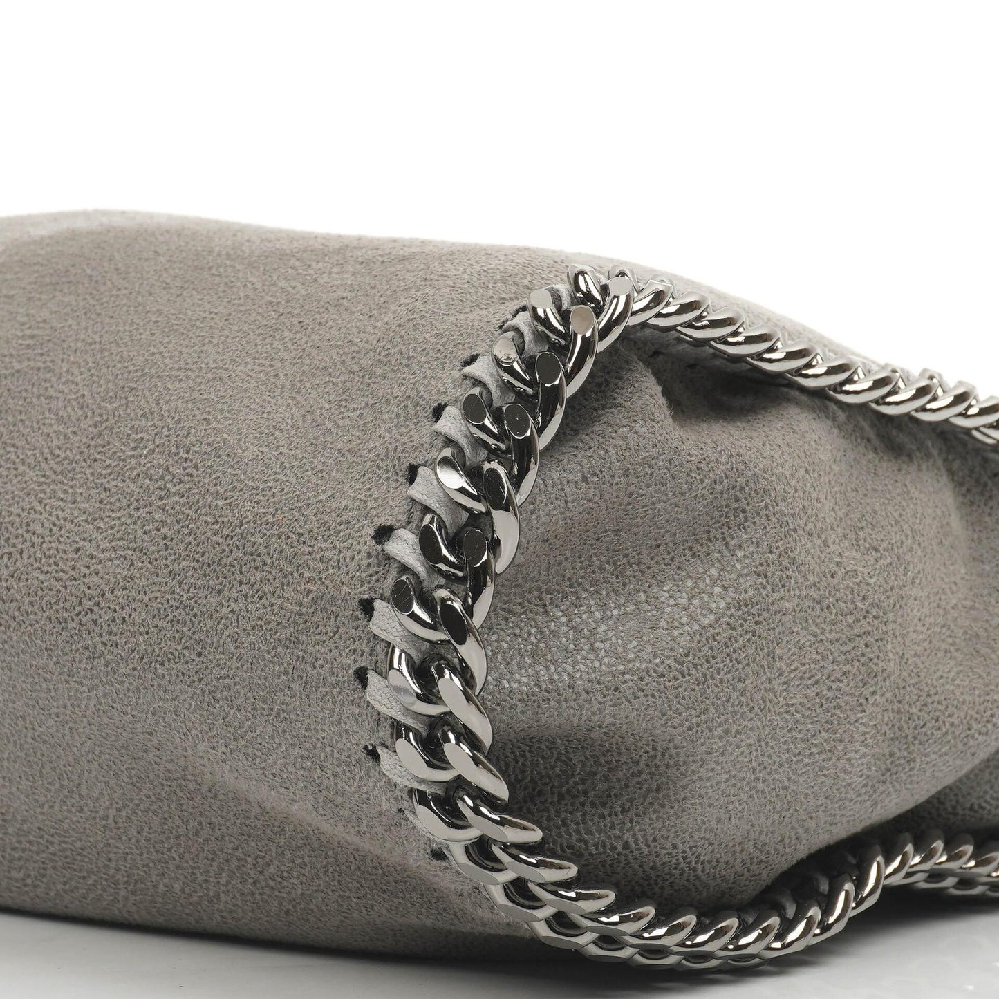 Stella McCartney Falabella Mini Tote Stahlgrau Veganes Shaggy Reh Faltbare Tasche