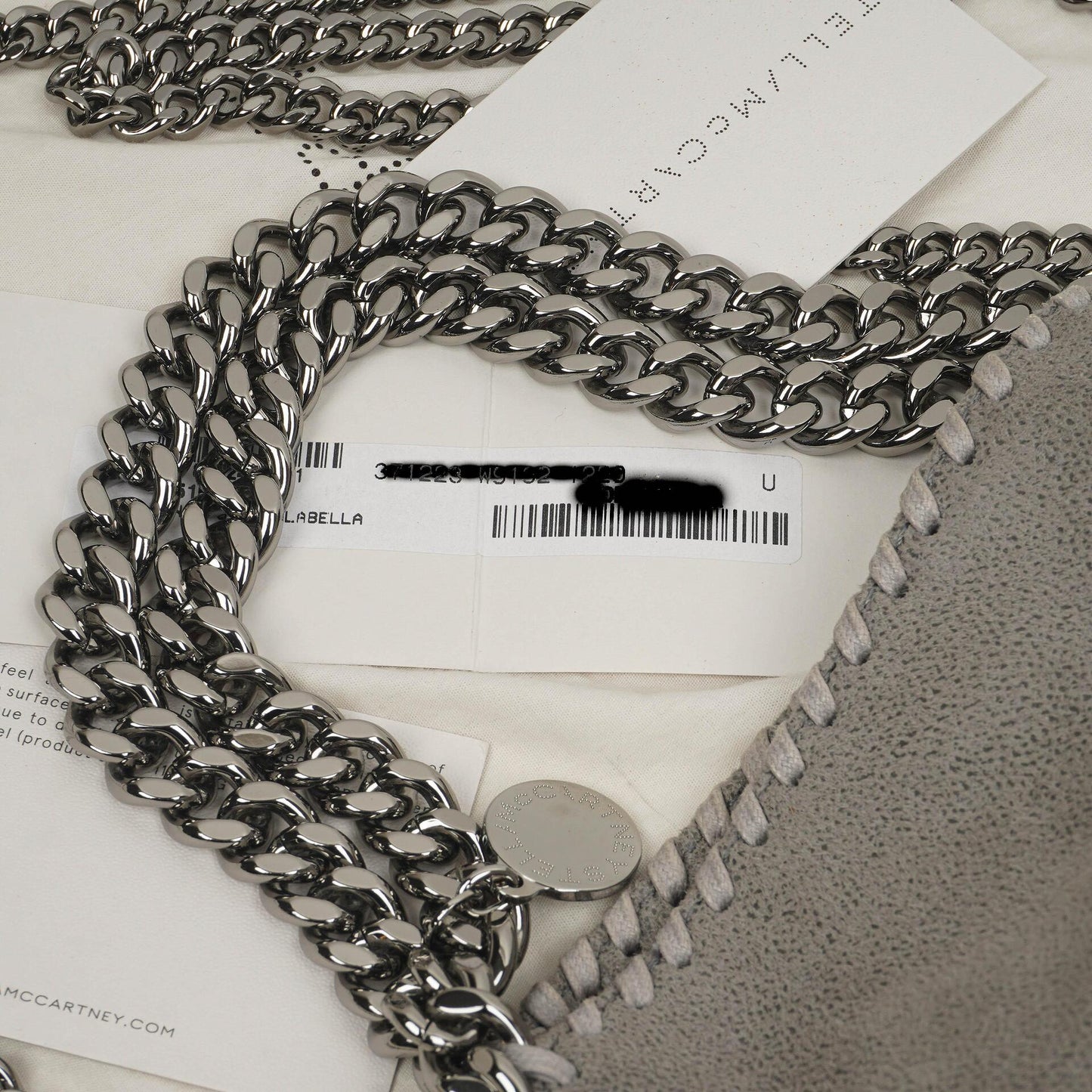 Stella McCartney Falabella Mini Tote Stahlgrau Veganes Shaggy Reh Faltbare Tasche