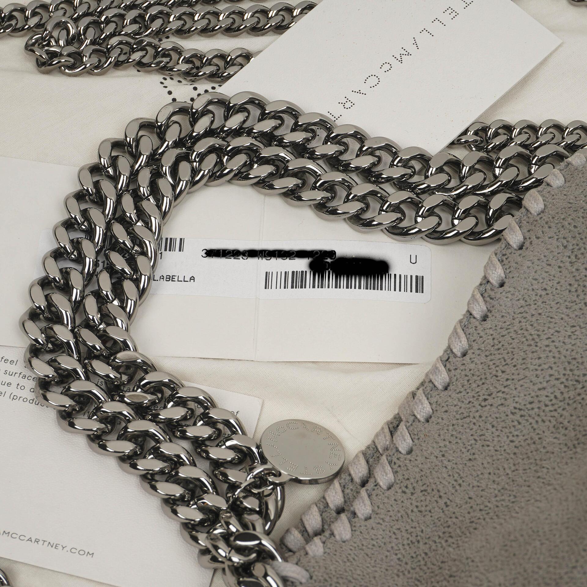 Stella McCartney Falabella Mini Tote Stahlgrau Veganes Shaggy Reh Faltbare Tasche