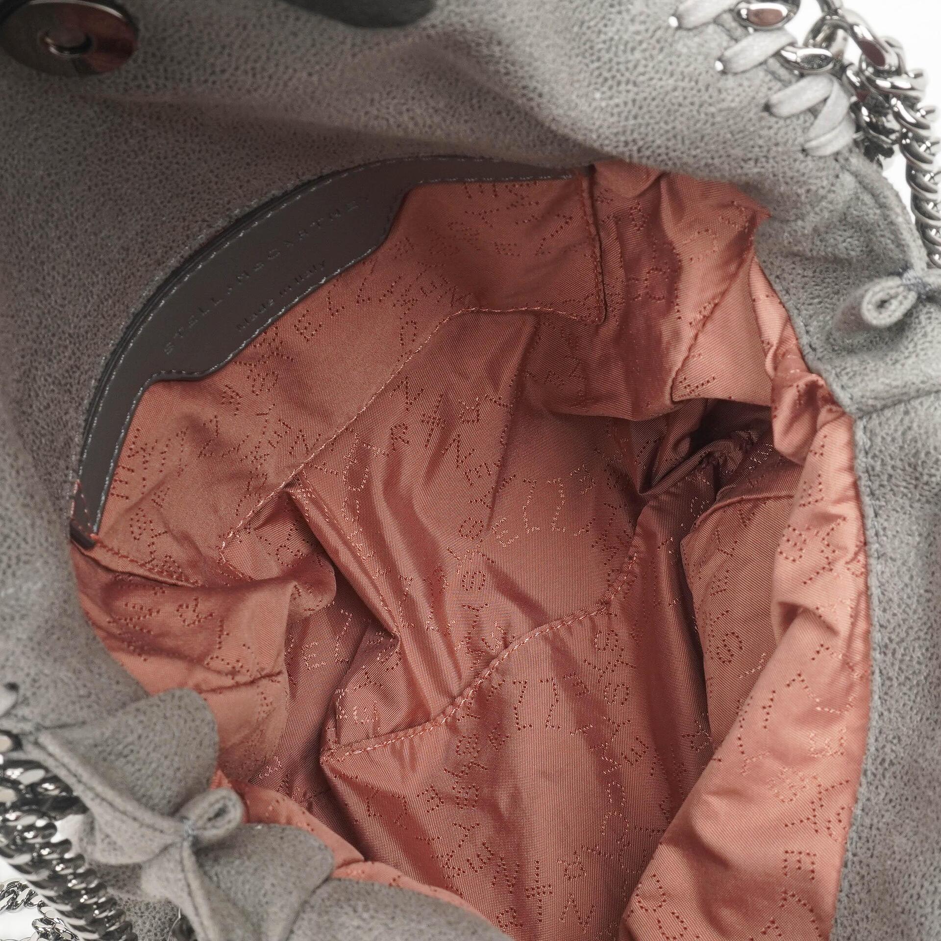 Stella McCartney Falabella Mini Tote Stahlgrau Veganes Shaggy Reh Faltbare Tasche