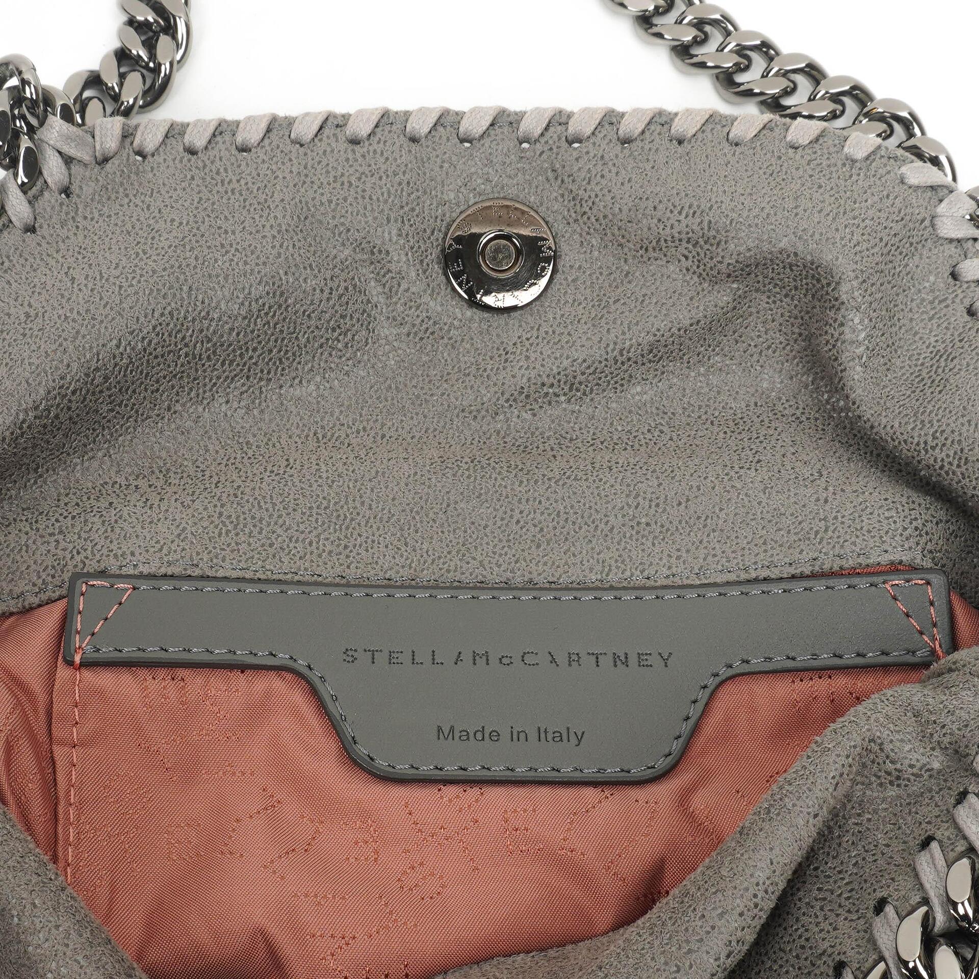 Stella McCartney Falabella Mini Tote Stahlgrau Veganes Shaggy Reh Faltbare Tasche