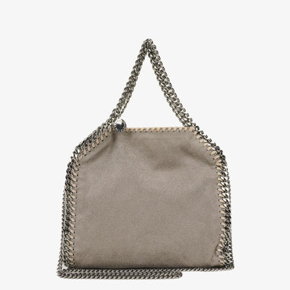 Stella McCartney Falabella Mini Tote Fold-Over Bag aus veganem Shaggy Deer in Stahlgrau