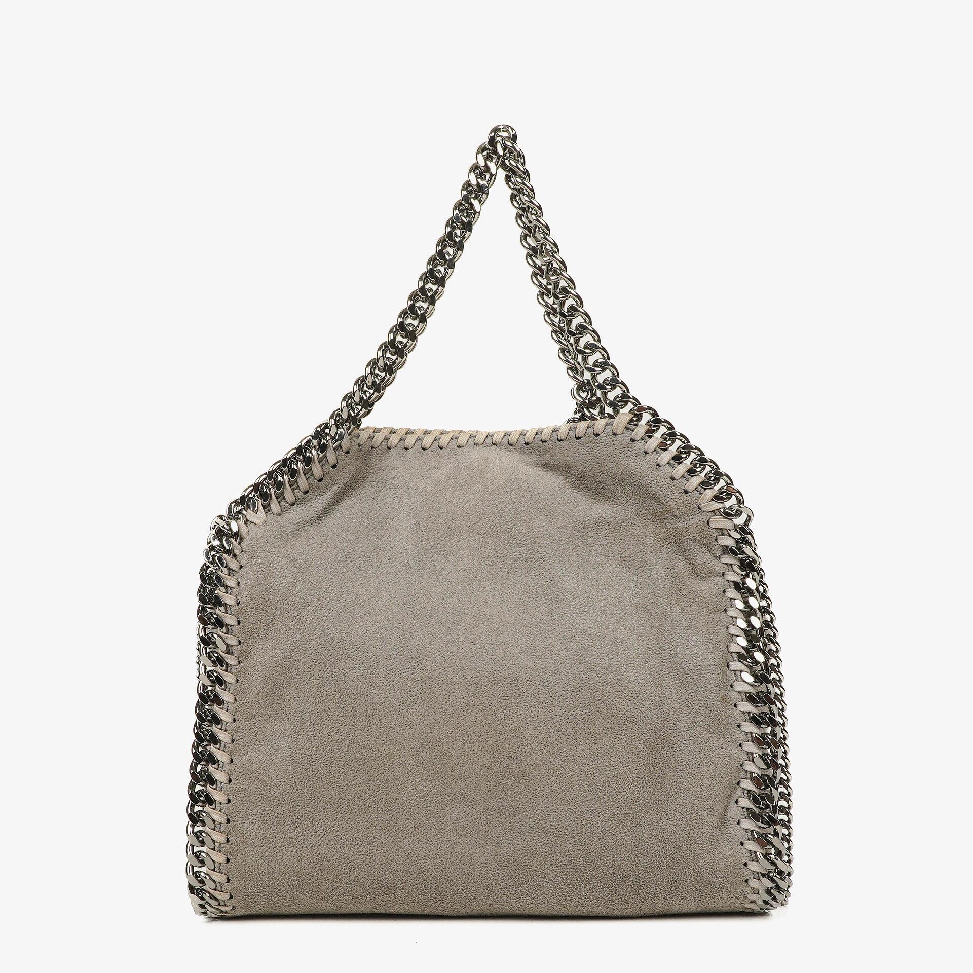 Stella McCartney Falabella Mini Tote Fold-Over Bag aus veganem Shaggy Deer in Stahlgrau