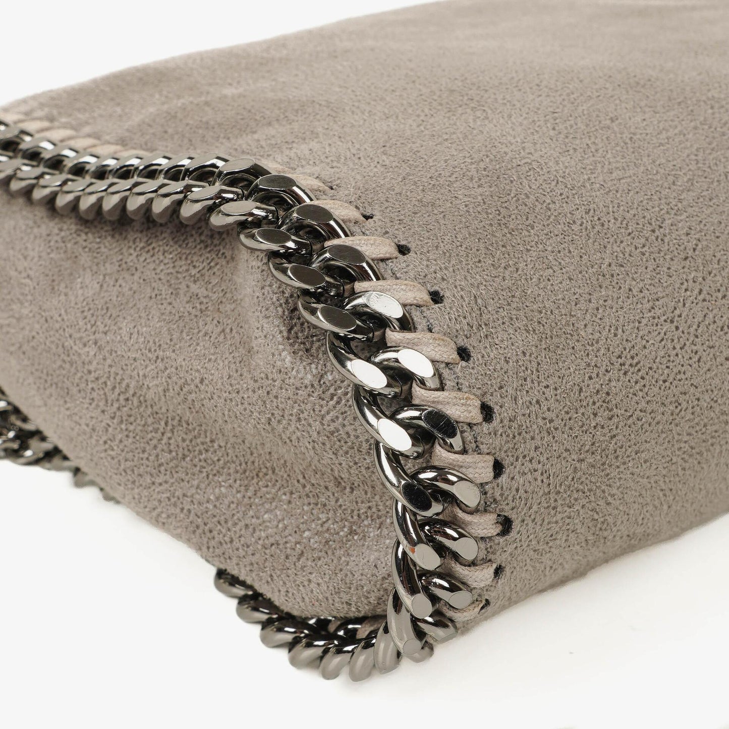 Stella McCartney Falabella Mini Tote Fold-Over Bag aus veganem Shaggy Deer in Stahlgrau