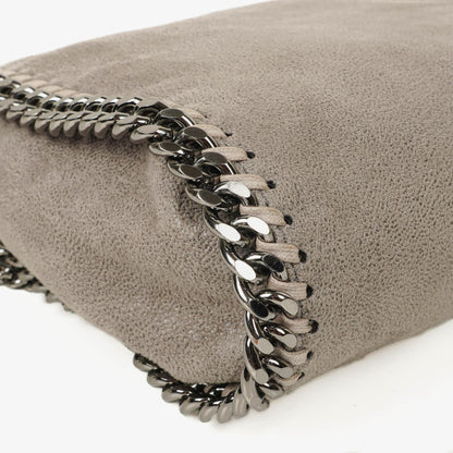 Stella McCartney Falabella Mini Tote Fold-Over Bag aus veganem Shaggy Deer in Stahlgrau