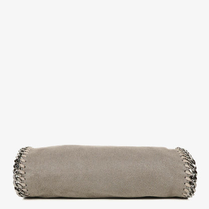 Stella McCartney Falabella Mini Tote Fold-Over Bag aus veganem Shaggy Deer in Stahlgrau