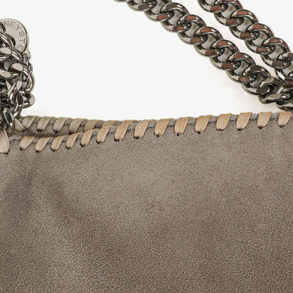 Stella McCartney Falabella Mini Tote Fold-Over Bag aus veganem Shaggy Deer in Stahlgrau
