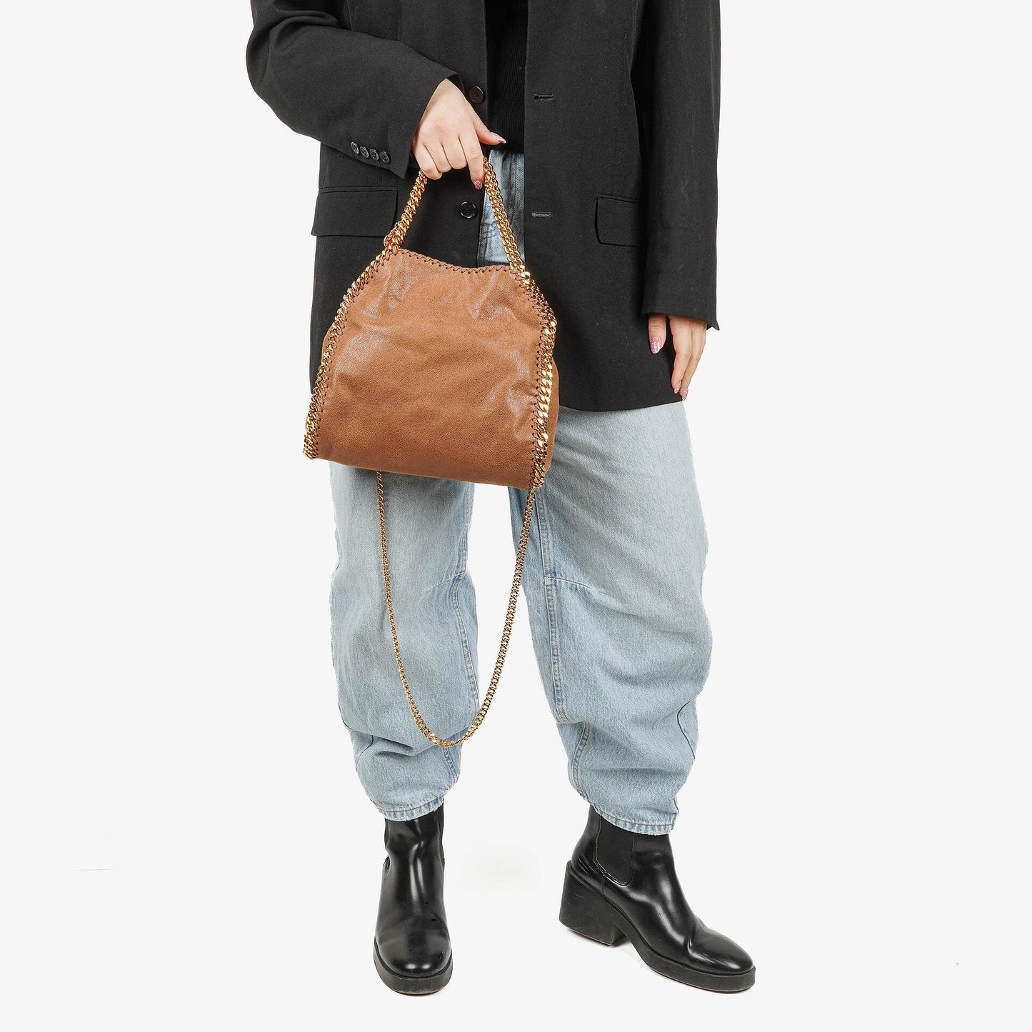 Stella McCartney Falabella Mini Tote Fold Over Tasche aus veganem Shaggy Deer