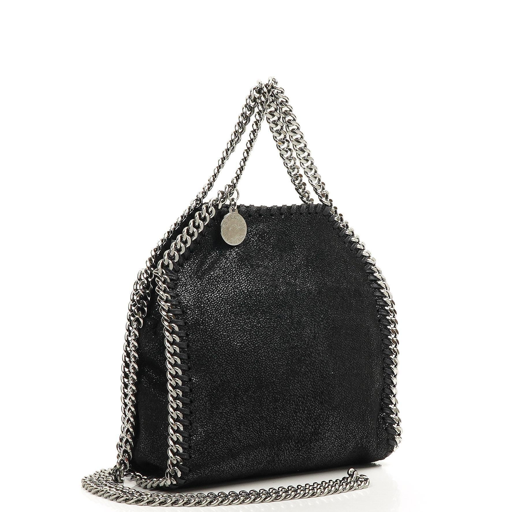Stella McCartney Falabella Tiny Tote Schwarz Vegan Shaggy Deer
