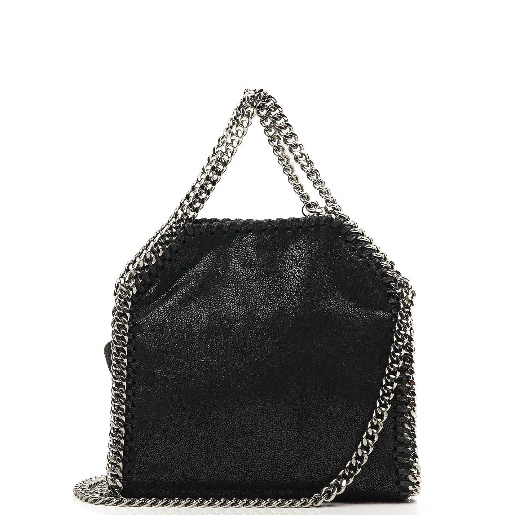 Stella McCartney Falabella Tiny Tote Schwarz Vegan Shaggy Deer