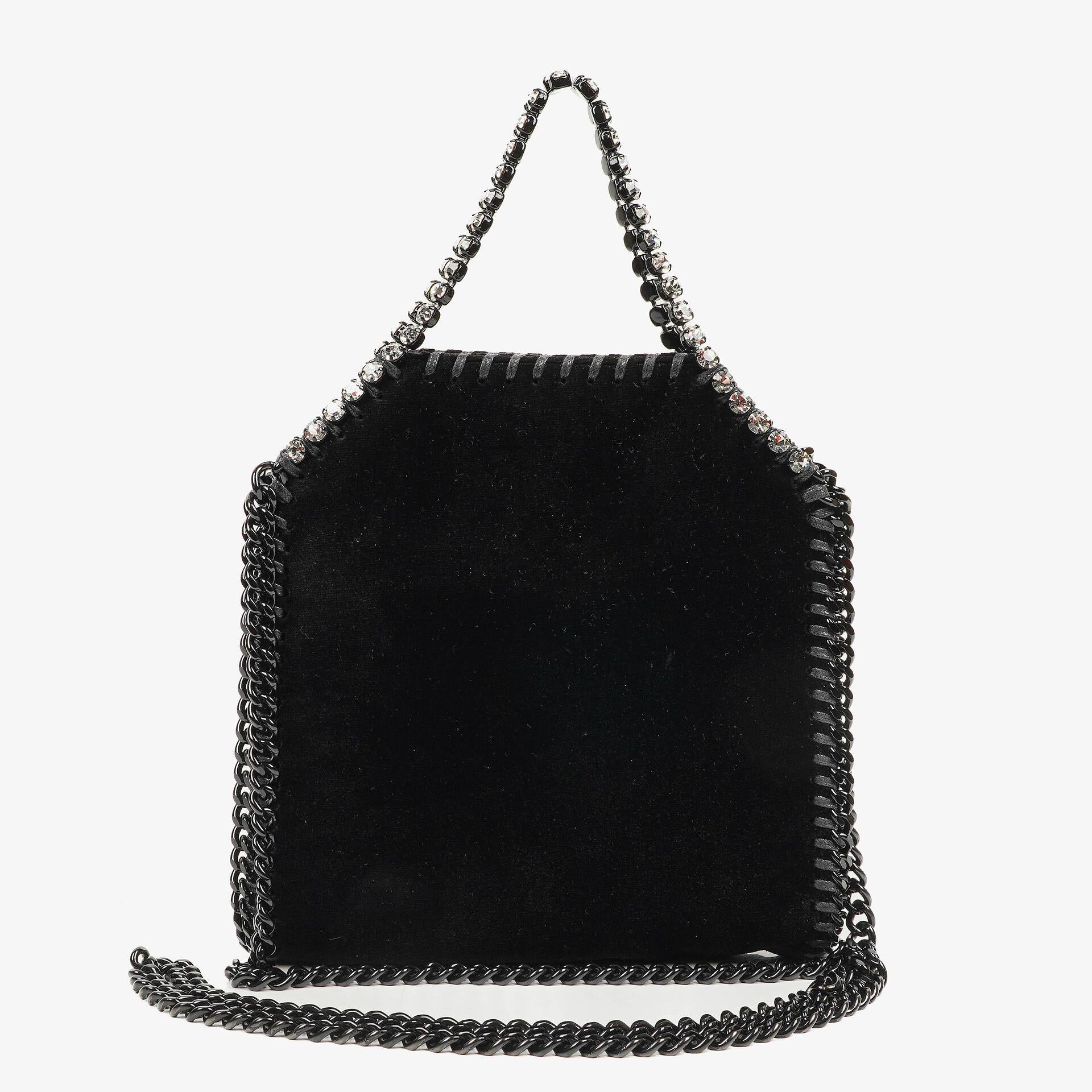 Stella McCartney Falabella Tiny Tote Schwarz Samt
