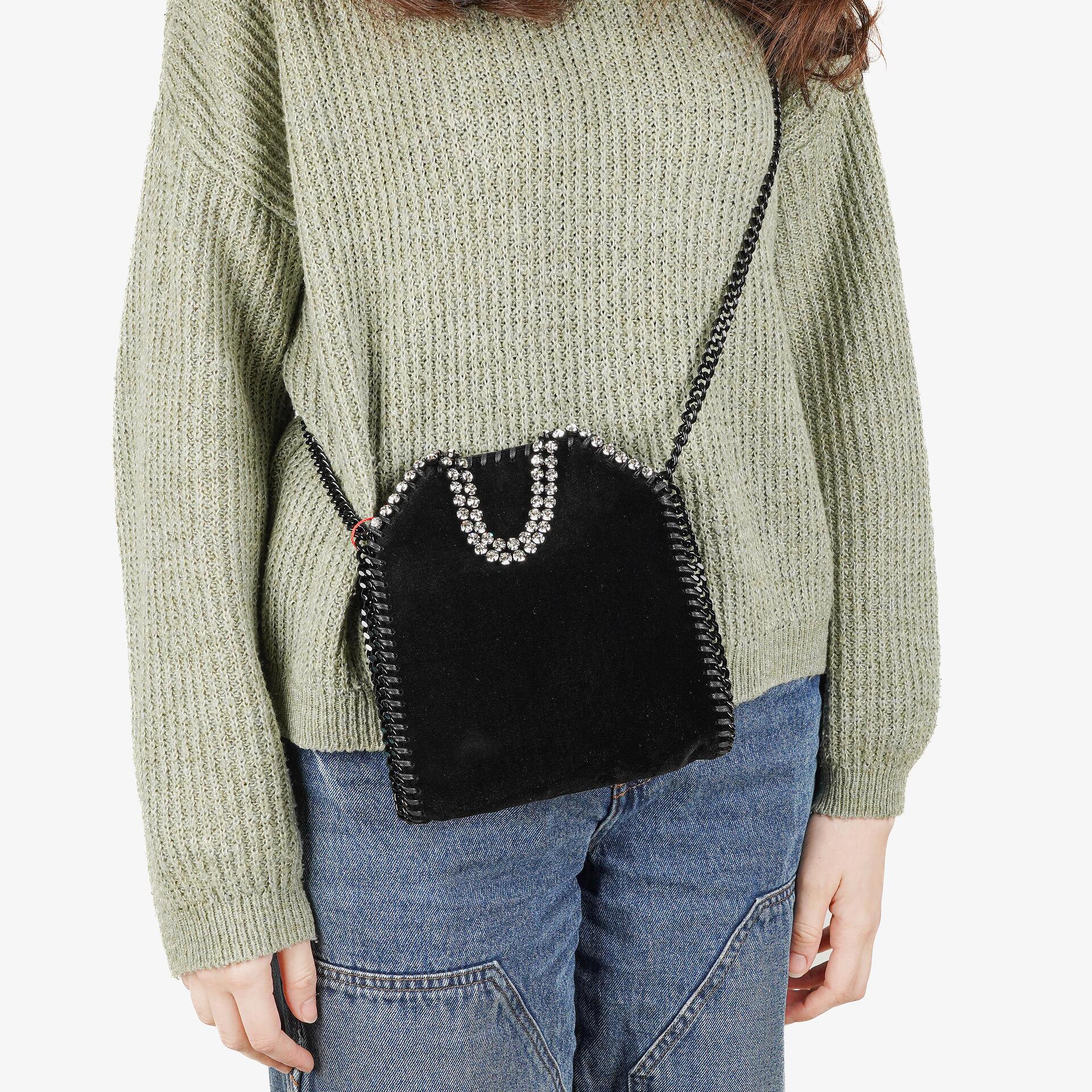 Stella McCartney Falabella Tiny Tote Schwarz Samt