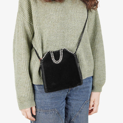 Stella McCartney Falabella Tiny Tote Schwarz Samt