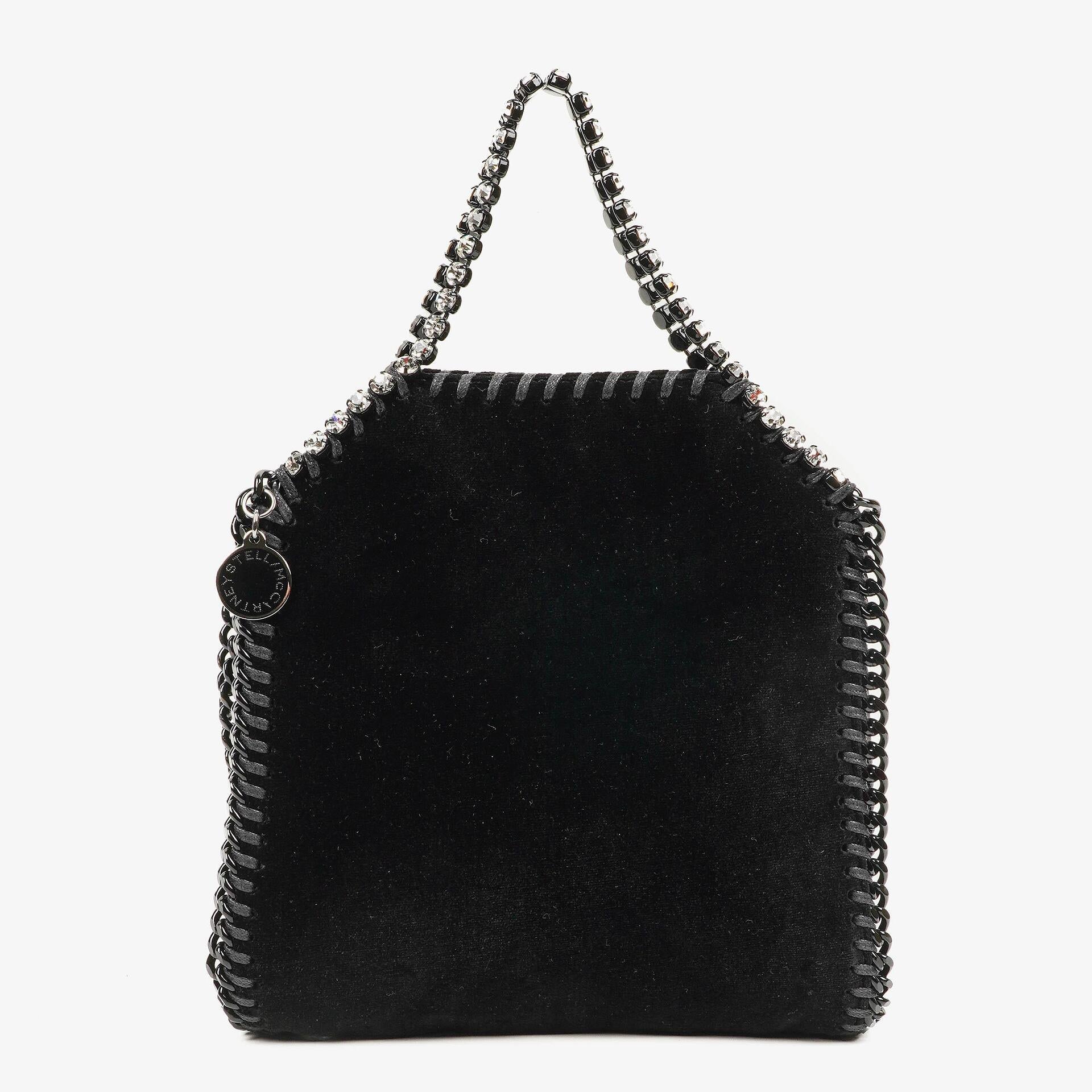 Stella McCartney Falabella Tiny Tote Schwarz Samt
