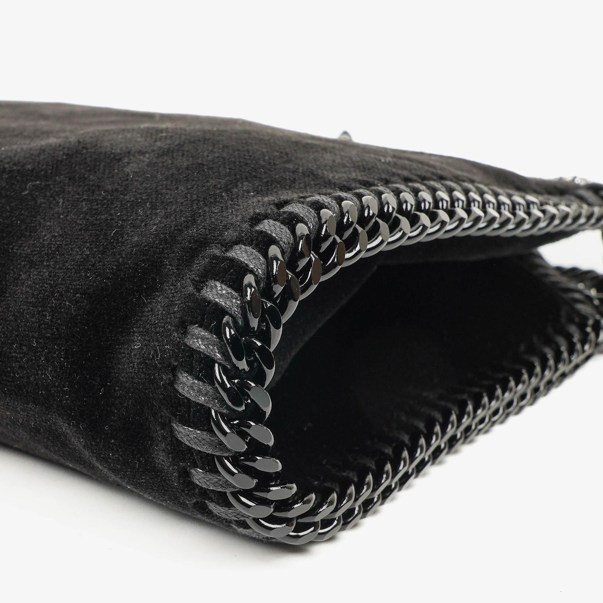 Stella McCartney Falabella Tiny Tote Schwarz Samt