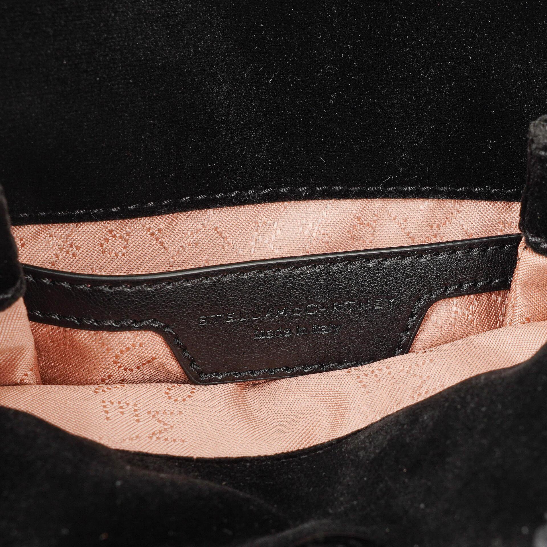 Stella McCartney Falabella Tiny Tote Schwarz Samt