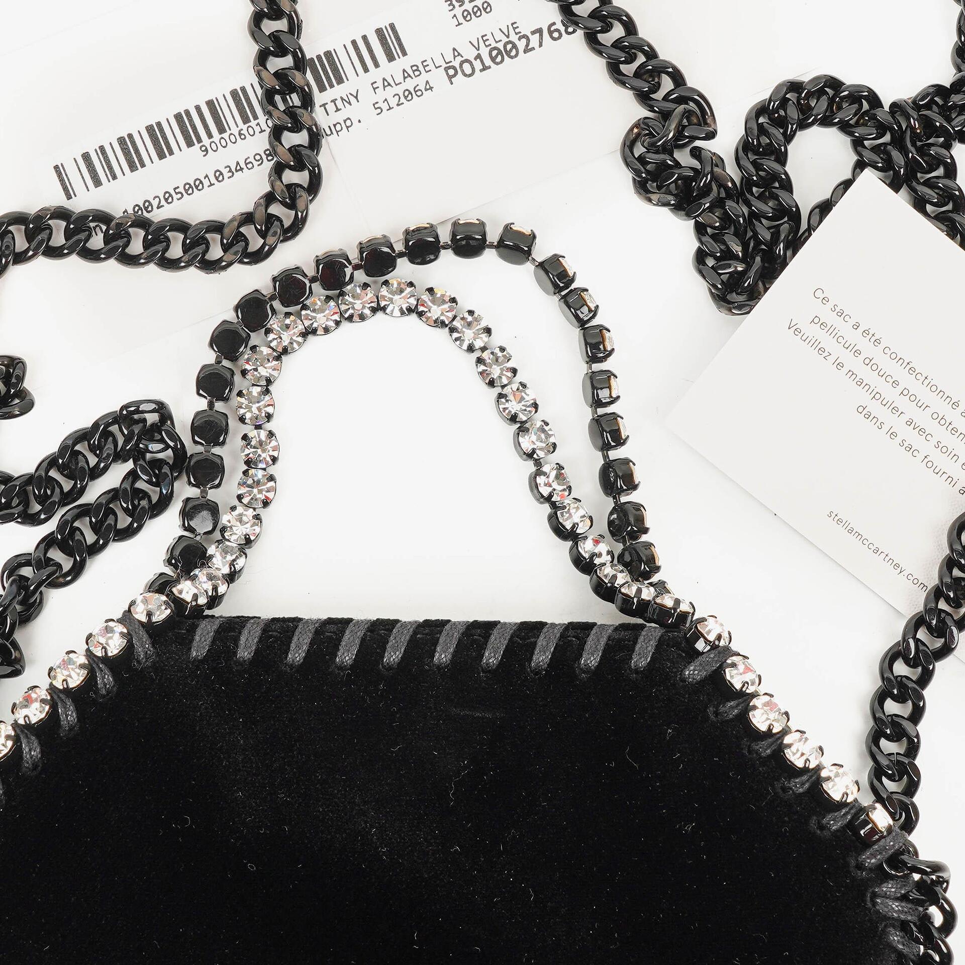 Stella McCartney Falabella Tiny Tote Schwarz Samt