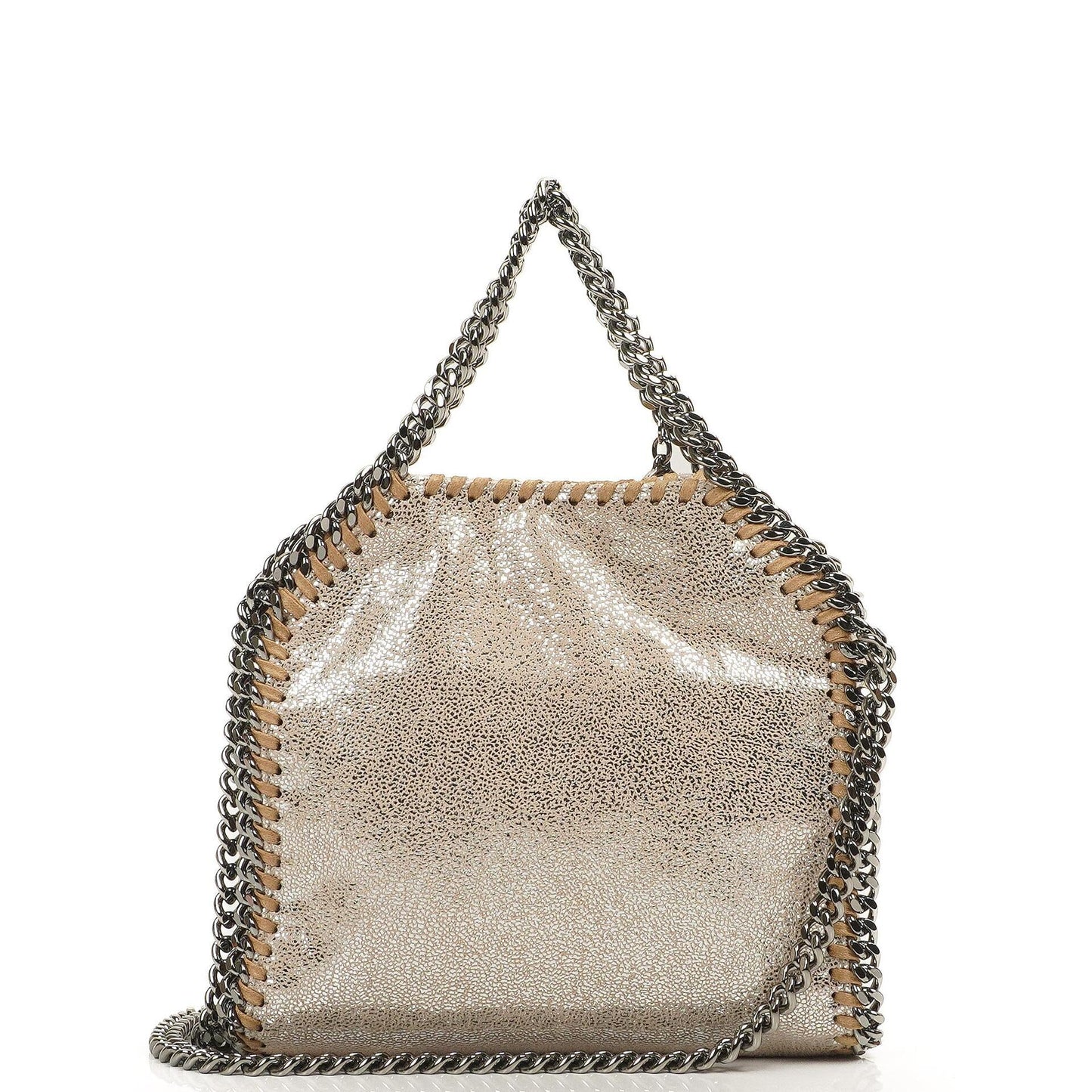 Stella McCartney Falabella Tiny Tote Gold Glänzend Vegan Shaggy Deer Tasche