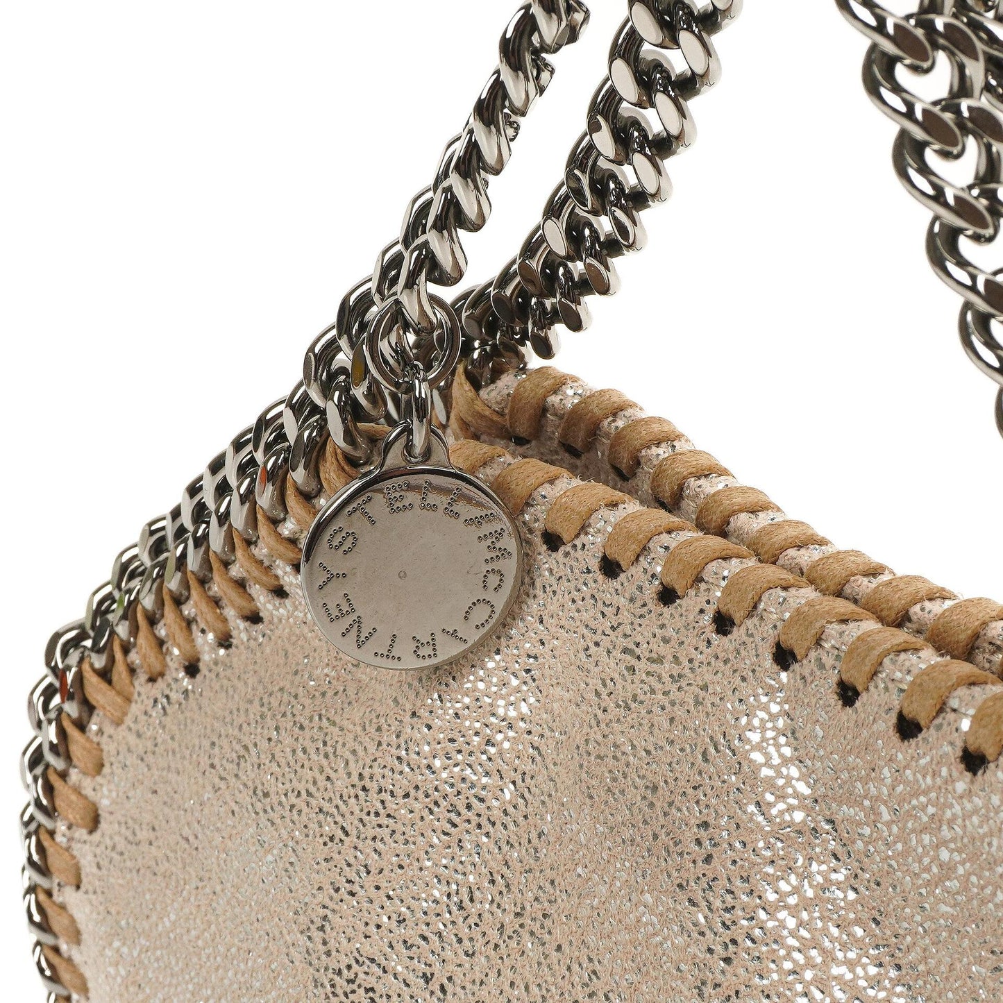 Stella McCartney Falabella Tiny Tote Gold Glänzend Vegan Shaggy Deer Tasche
