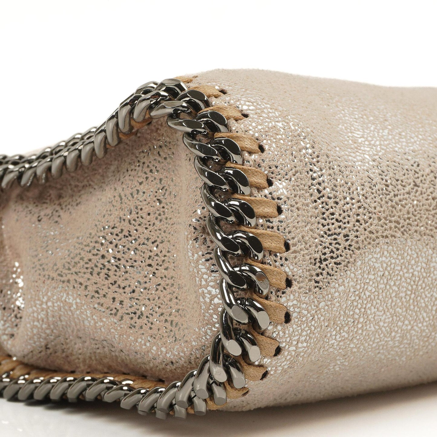 Stella McCartney Falabella Tiny Tote Gold Glänzend Vegan Shaggy Deer Tasche