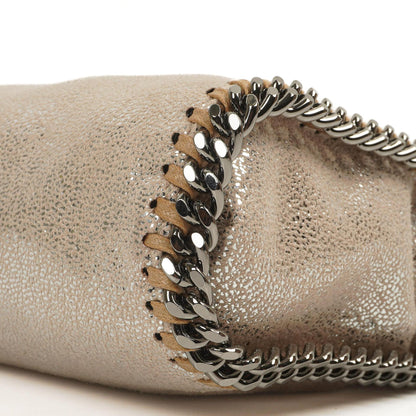 Stella McCartney Falabella Tiny Tote Gold Glänzend Vegan Shaggy Deer Tasche
