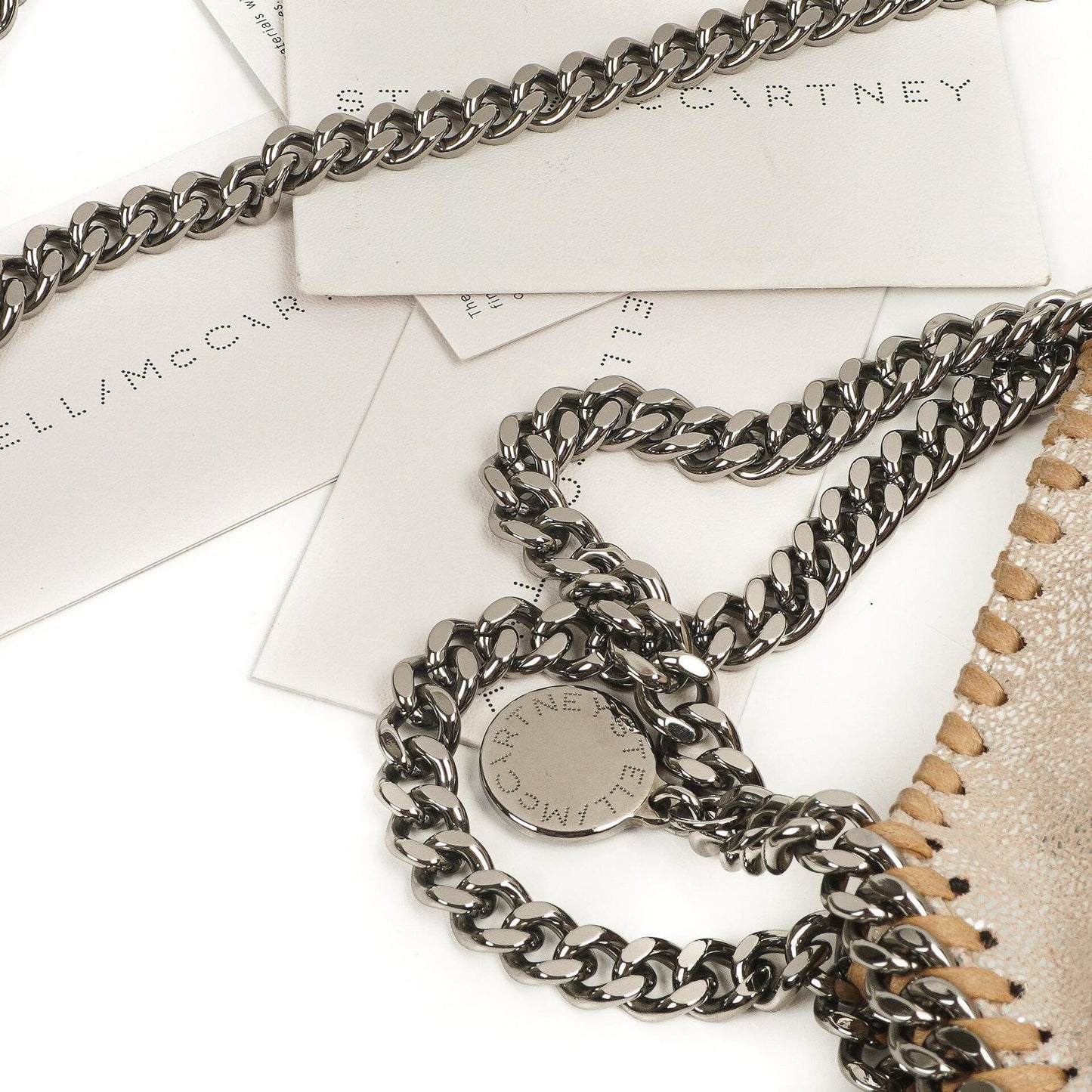 Stella McCartney Falabella Tiny Tote Gold Glänzend Vegan Shaggy Deer Tasche