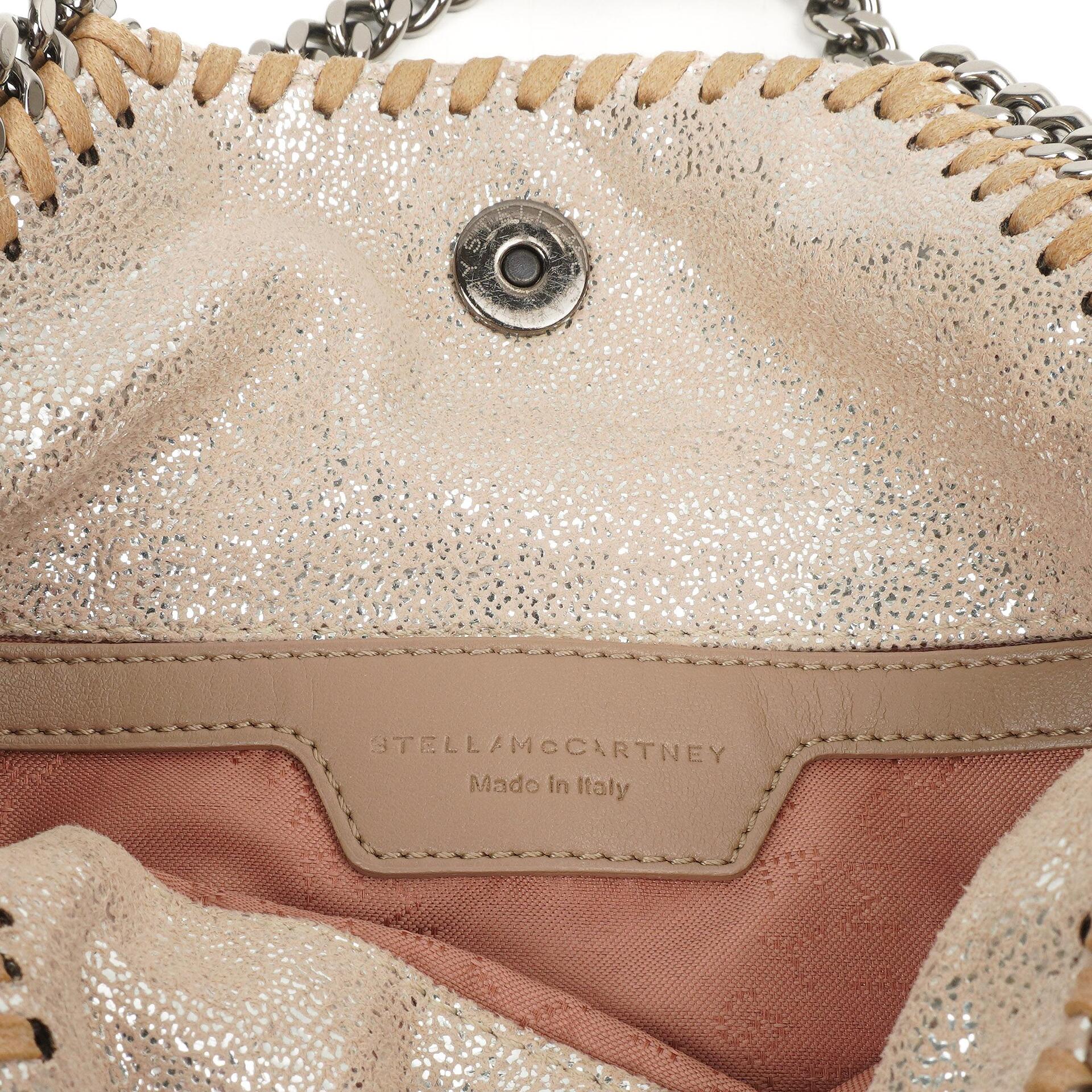 Stella McCartney Falabella Tiny Tote Gold Glänzend Vegan Shaggy Deer Tasche