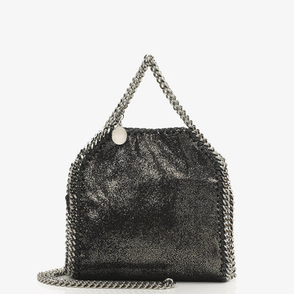 Stella McCartney Falabella Tiny Tote Rhutenium Chamois Glänzend Gepunktet Vegan Shaggy Deer