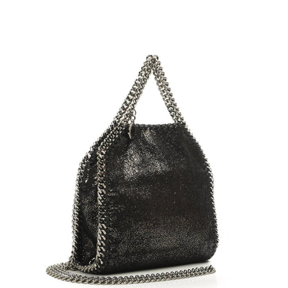 Stella McCartney Falabella Tiny Tote Rhutenium Chamois Glänzend Gepunktet Vegan Shaggy Deer