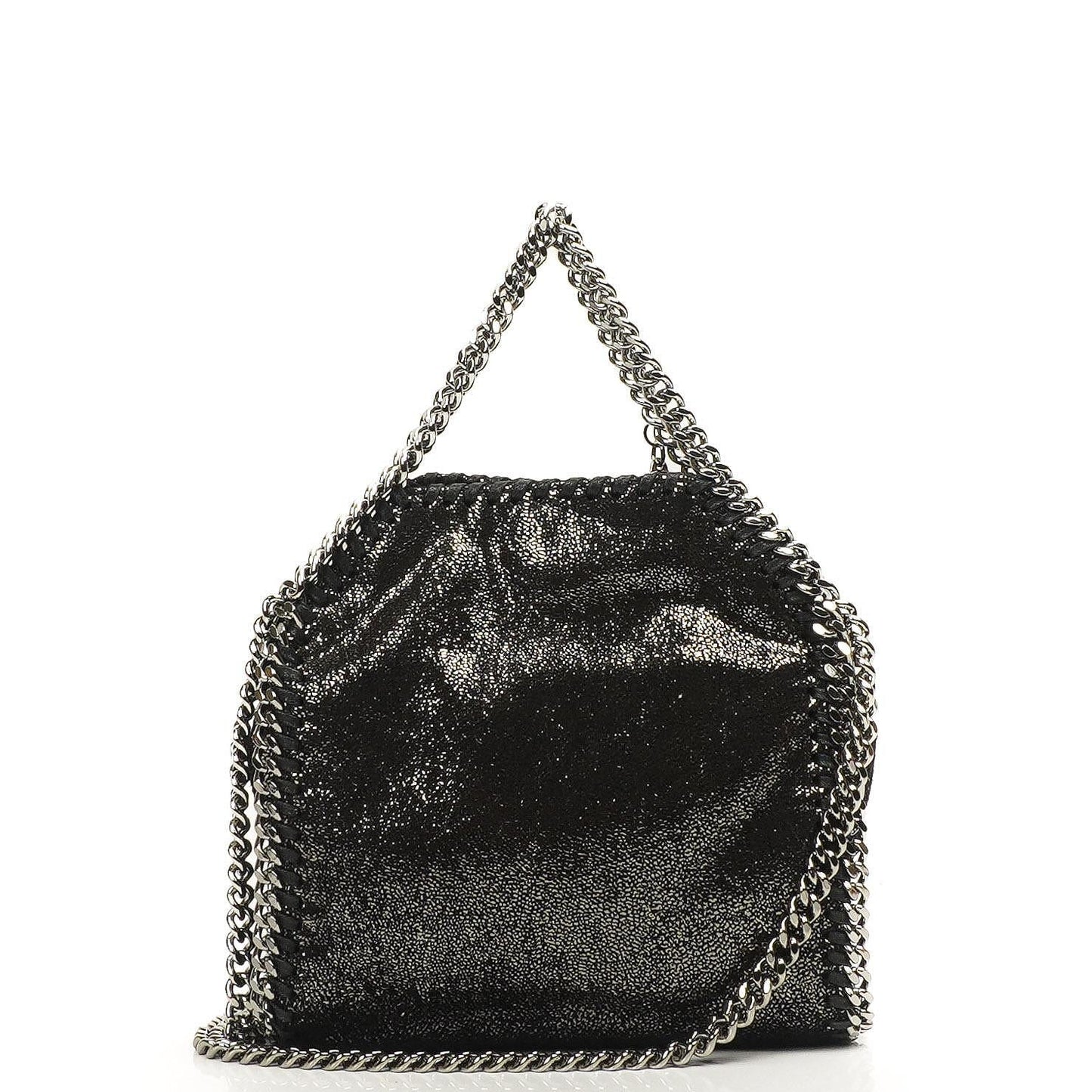 Stella McCartney Falabella Tiny Tote Rhutenium Chamois Glänzend Gepunktet Vegan Shaggy Deer